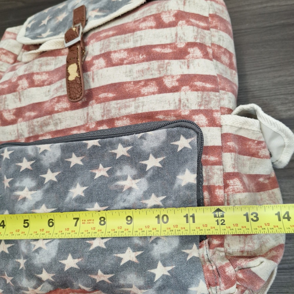 American Flag Canvas Backpack Distressed Stars Stripes Patriotic Vintage Grunge - Picture 11 of 12